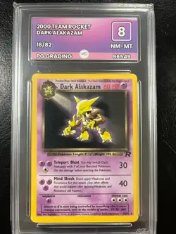 Dark Alakazam Team Rocket 18/82 Unlimited Pokemon Card PG Graded 8 Not PSA - Image 1