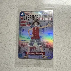 Bandai Namco One Piece CCG Monkey.D.Luffy P-055 US Voyage Promo Holo Card - Image 1