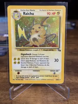 Raichu 14/62 Fossil Pokemon Card Holo Foil Rare HP - Image 1