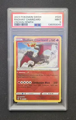 Pokemon TCG Radiant Charizard Crown Zenith Card #020/159 PSA 9 - Image 1