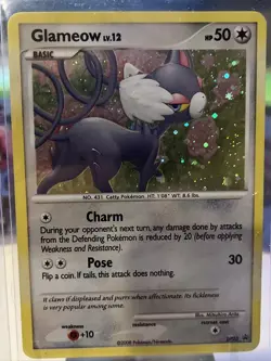 Pokemon 2008 Glameow DP23 Holo Diamond & Pearl Black Star Promo Card Holo MP - Image 1