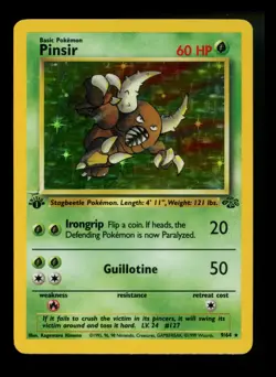 SCRATCH ERROR 1st Edition Pinsir 9/64 Jungle 1999 Holo Rare WOTC Pokemon Card - Image 1