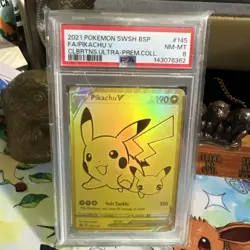 Pokemon Celebrations Ultra Premium Collection Pikachu V SWSH145 #145 PSA 8 - Image 1