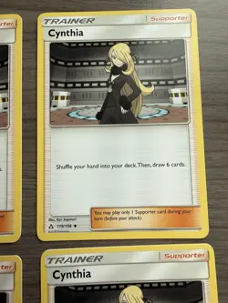 Pokemon TCG Trainer Cynthia 119/156 Ultra Prism Set Of 4 NM - Image 3