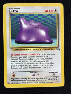 Pokemon Ditto 18/62 Fossil Rare Regular Unlimited English Basic 50 HP - Image 1