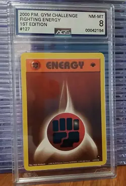 Fighting Energy 127/132 Pokemon Gym Challenge 1st Edition NM MINT AGS 8 Graded - Image 1