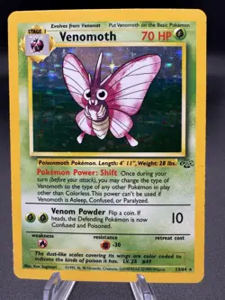Pokemon TCG Venomoth Jungle 13/64 Holo Unlimited Holo Rare - HP/Damaged - Image 1