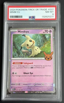 Pokemon Mimikyu 037/091 Cosmos Holo Trick or Trade 2024 Promo PSA 8 - Image 1