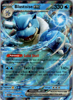 Pokemon 151 ENGLISH - BLASTOISE EX - DOUBLE RARE - 009/165 - NM/M - Image 1