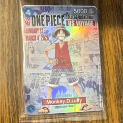 Bandai Namco Promo Full Art Holo One Piece CCG Monkey.D.Luffy US Voyage P-055 - Image 1