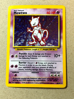 Mewtwo 10/102 Unlimited Base Set Holo LP/MP Rare Pokemon TCG Card - Image 1