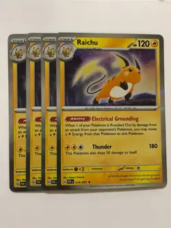 Pokemon Card Paldean Fates 4x Playset Holographic Raichu 019/091 NM - Image 1