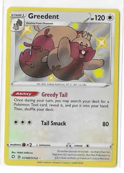 Greedent SV100/SV122 Shining Fates Shiny Vault Pokemon TCG Card NM - Image 1