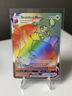 Greedent VMAX Rainbow Secret Rare 272/264 Fusion Strike Pokemon Card NM - Image 1