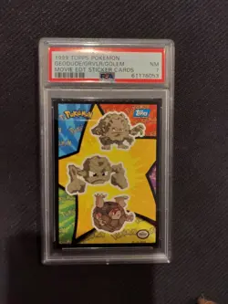 PSA 7 Geodude Graveler Golem Sticker Card 1999 Topps Pokemon - Image 1