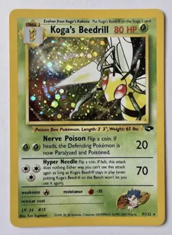 Koga's Beedrill 9/132 Gym Challenge Holo Rare 1st Edition 2000 WOTC Pokemon Card - Image 1