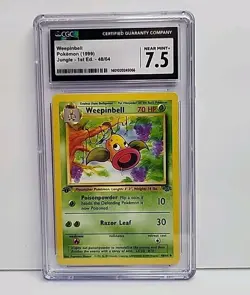 Weepinbell 1st Edition 48/68 Jungle 1999 Pokemon Card Graded CGC 7.5 Near Mint + - Image 1