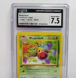 Weepinbell 1st Edition 48/68 Jungle 1999 Pokemon Card Graded CGC 7.5 Near Mint + - Image 2