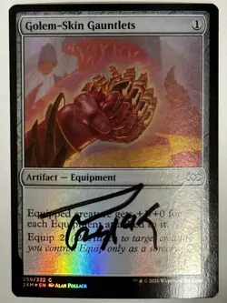 MTG Magic Golem-Skin Gauntlets FOIL Signed Sketched Artist Proof x1 2XM Pollack - Image 1