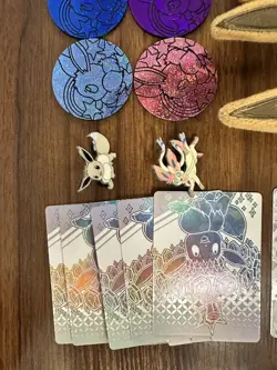 Pokemon Prismatic Evolutions Eevee POUCH and deck box + coins, dividers & pins - Image 4