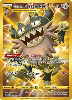 Pokemon TCG - Galarian Perrserker Secret Rare 205/192 RCL - 569 - Image 1