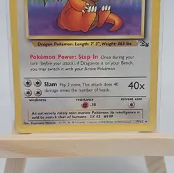 1999 Pokemon Fossil Dragonite 19/62 Graded non PSA - RAW - Image 3