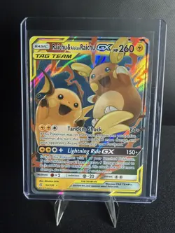 2019 Pokemon Sun Moon Cosmic Eclipse Raichu Alolan Raichu GX FA #54/236 NM - Image 1