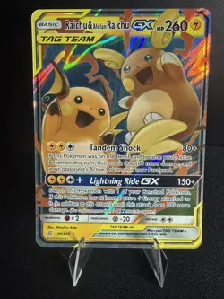 2019 Pokemon Sun Moon Cosmic Eclipse Raichu Alolan Raichu GX FA #54/236 NM - Image 3