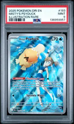 2025 POKEMON DRI EN-DESTINED RIVALS #193 MISTY'S PSYDUCK ILLUSTRATION RARE PSA 9 - Image 1