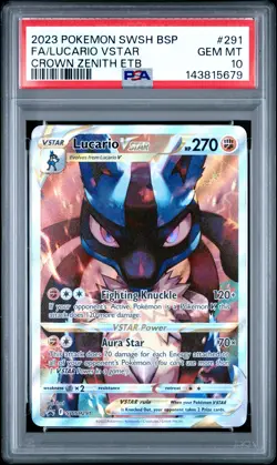 2023 POKEMON SWSH BLACK STAR PROMO #291 FULL ART/LUCARIO VSTAR PSA 10 - Image 1