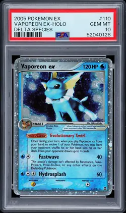 2005 POKEMON EX DELTA SPECIES #110 VAPOREON EX-HOLO PSA 10 - Image 1