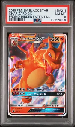 2019 POKEMON SM BLACK STAR PROMO SM211 CHARIZARD GX HIDDEN FATES TINS PSA 8 - Image 1