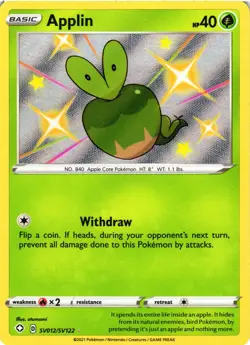 Pokemon TCG Applin SV012/SV122 Shining Fates: Shiny Vault NM - Image 1
