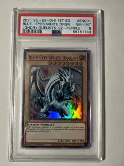 2021 Blue Eyes White Dragon 1st Edition Purple Lds2-En001 Yugioh PSA 8 - Image 1