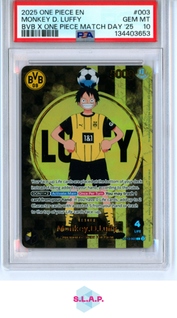 MONKEY D. LUFFY BVB X ONE PIECE MATCH DAY '25 ONE PIECE PROMOS 2025 003 PSA 10 - Image 1