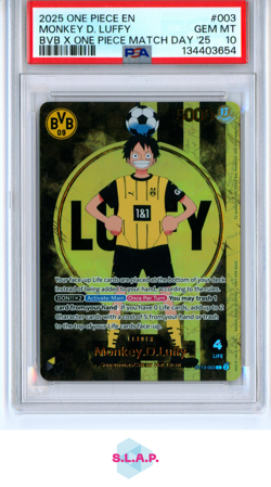 MONKEY D. LUFFY BVB X ONE PIECE MATCH DAY '25 ONE PIECE PROMOS 2025 003 PSA 10 - Image 1