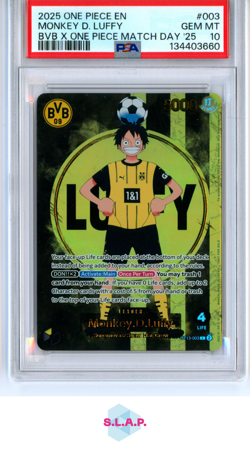 MONKEY D. LUFFY BVB X ONE PIECE MATCH DAY '25 ONE PIECE PROMOS 2025 003 PSA 10 - Image 1