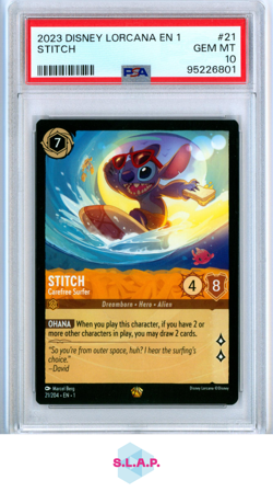 STITCH DISNEY LORCANA EN 1-THE FIRST CHAPTER 2023 21 PSA 10 - Image 1