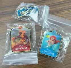 Disney Lorcana TCG Chinese Promo Ariel Lion King Logo Set of 3pcs Combo Badge - Image 1