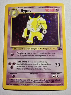HOLO Hypno 8/62 - PL - RARE 1999 Fossil Pokemon Card - Image 1