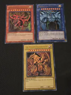 Yugioh Egyptian God Card Set YGLD Slifer Obelisk Winged Dragon of Ra Near Mint - Image 1