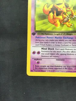 Pokemon Cards: Team Rocket 1st Edition Uncommon: Dark Kadabra 39/82 - Image 5