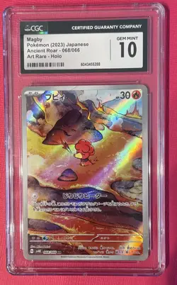 CGC 10 Magby 068/066 AR Art Rare Ancient Roar sv4K Pokemon Card - Image 1