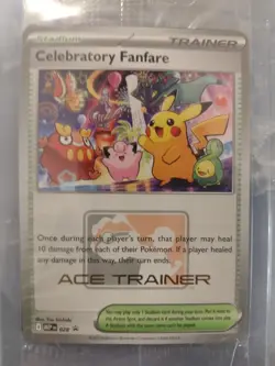 Celebratory fanfare Ace Trainer Card unopened and sealed - Image 3