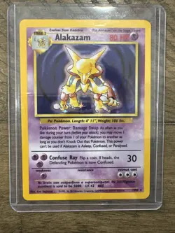 Pokemon TCG Alakazam Base Set Holo Card 1/102 Unlimited Rare - Image 1