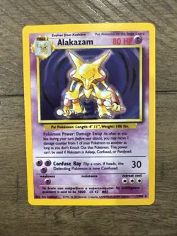 Pokemon TCG Alakazam Base Set Holo Card 1/102 Unlimited Rare - Image 3