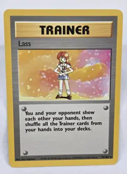 Pokemon TCG Lass 75/102 Base Set Unlimited Trainer WOTC Vintage Rare Card LP - Image 1