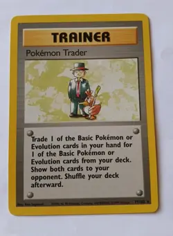 Vintage Trainer POKEMON TRADER 77/102 - Base Set 1999 🌟 NM Card 🌟Sugimori - Image 1