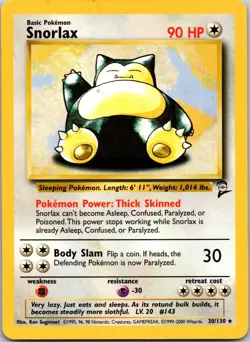 Snorlax 30/130 NM Non-Holo Base Set 2 Pokemon Card TCG - Image 1