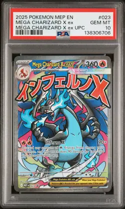 2025 POKEMON MEP EN-ME BLACK STAR PROMO #023 MEGA CHARIZARD X EX PSA 10 - Image 1